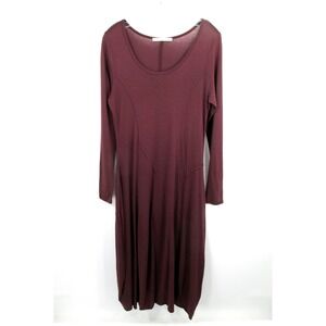 Peruvian Connection Plum Pima Cotton Modal Midi Dress Womens M Long Sleeve
